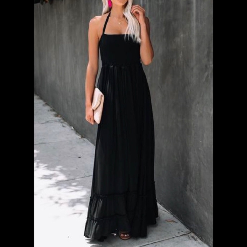 Backless Halter Maxi Dress